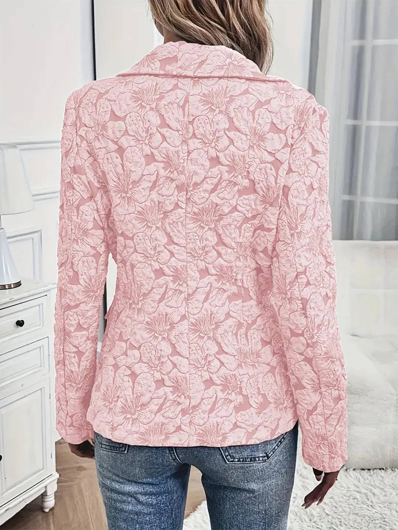 Floral Print Single Button Blazer with Pockets Secondary image