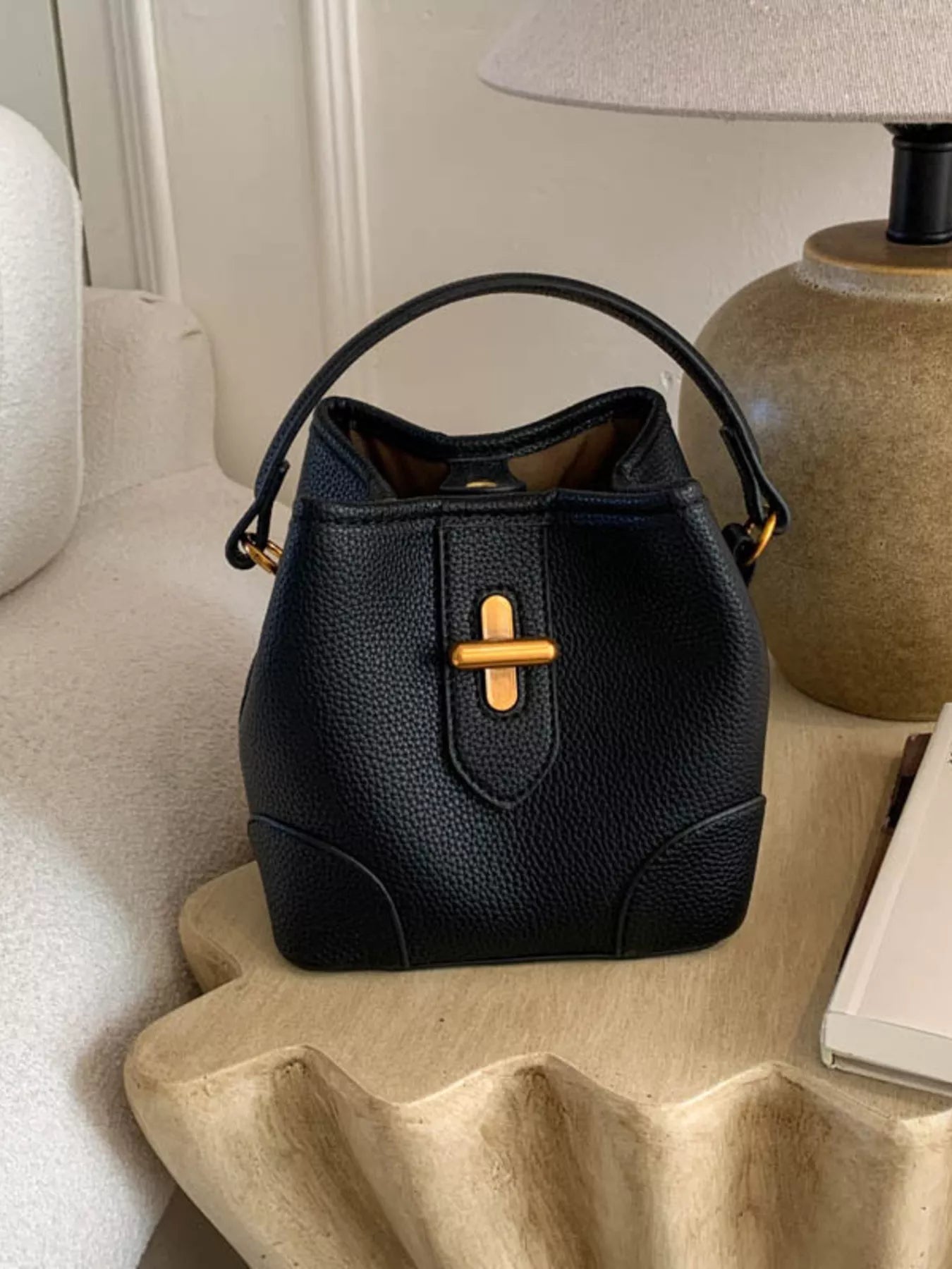 Bucket Style Leather Crossbody Bag Secondary image