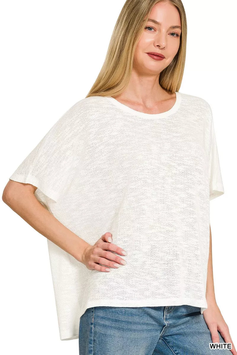 Zenana Oversized Slub Hacci Top Secondary image