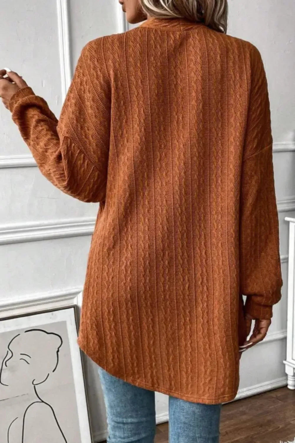 Textured Knit Open Front Cardigan Secondary image