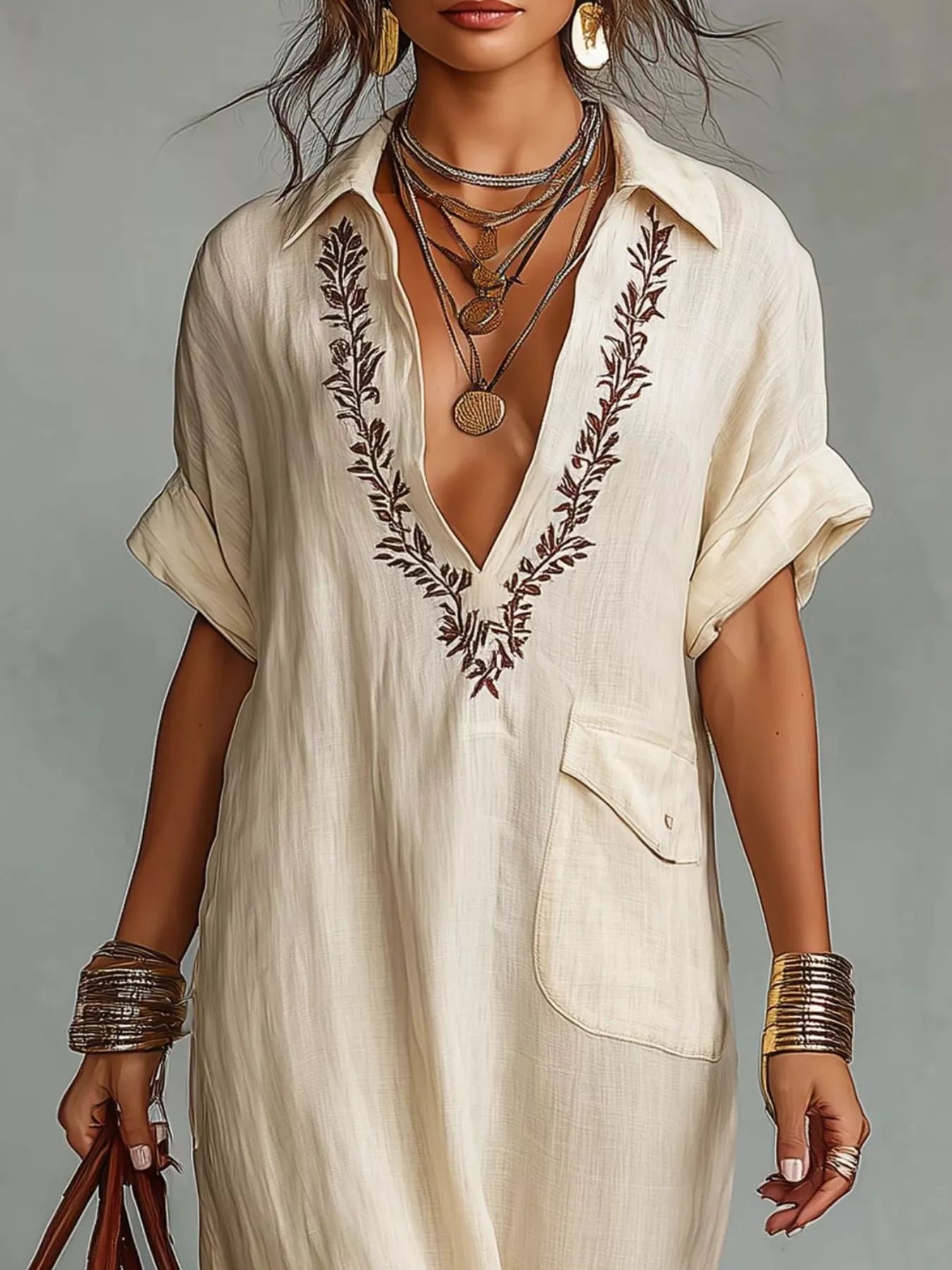 Full Size Bohemian Embroidered Maxi Dress Plus Size Secondary image