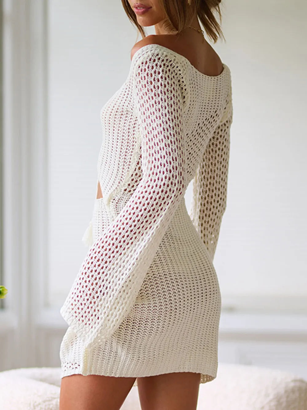 Cutout Lace-Up Long Sleeve Cover Up Secondary image