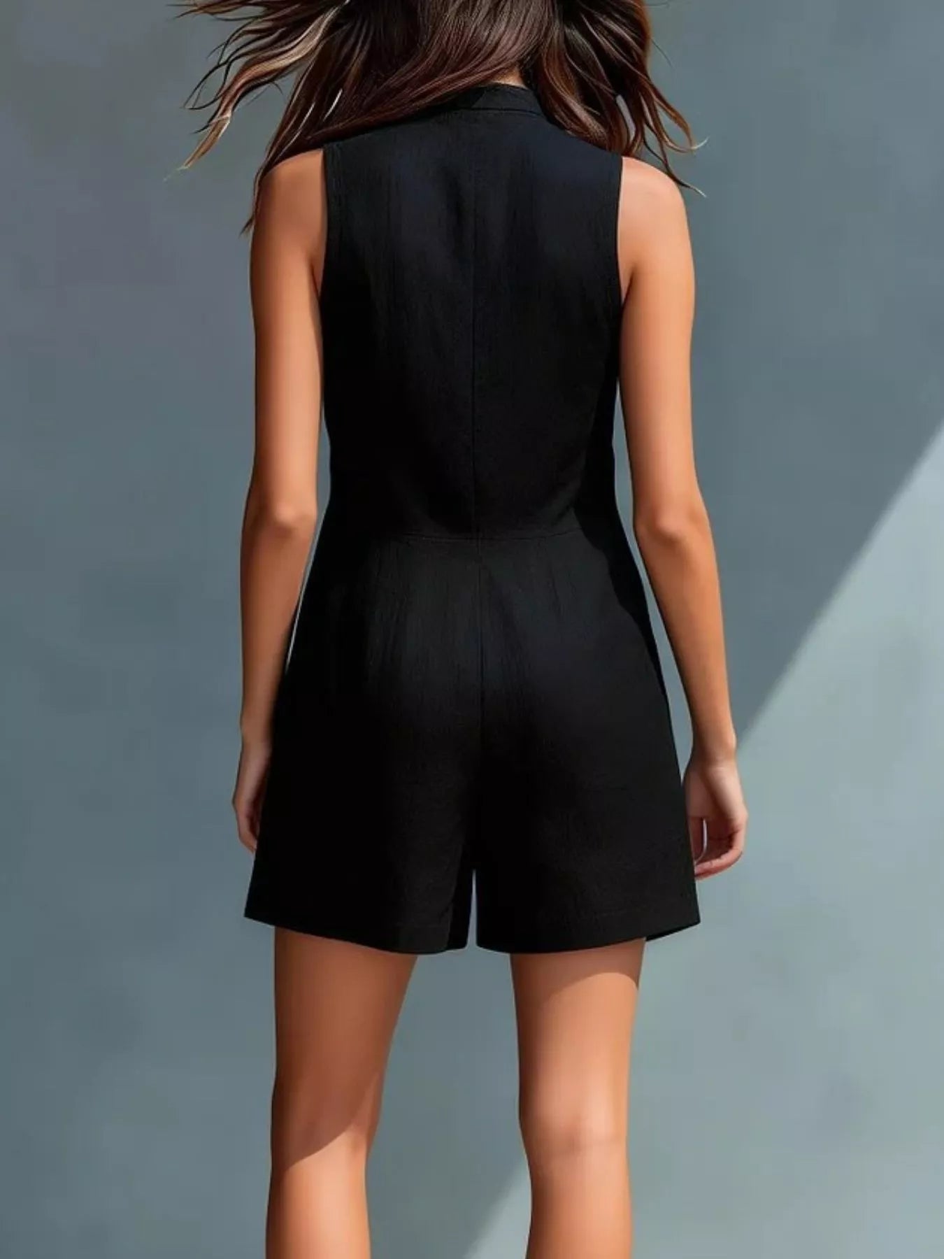 Full Size Sleeveless Button-Front Romper with Pockets Plus Size Secondary image