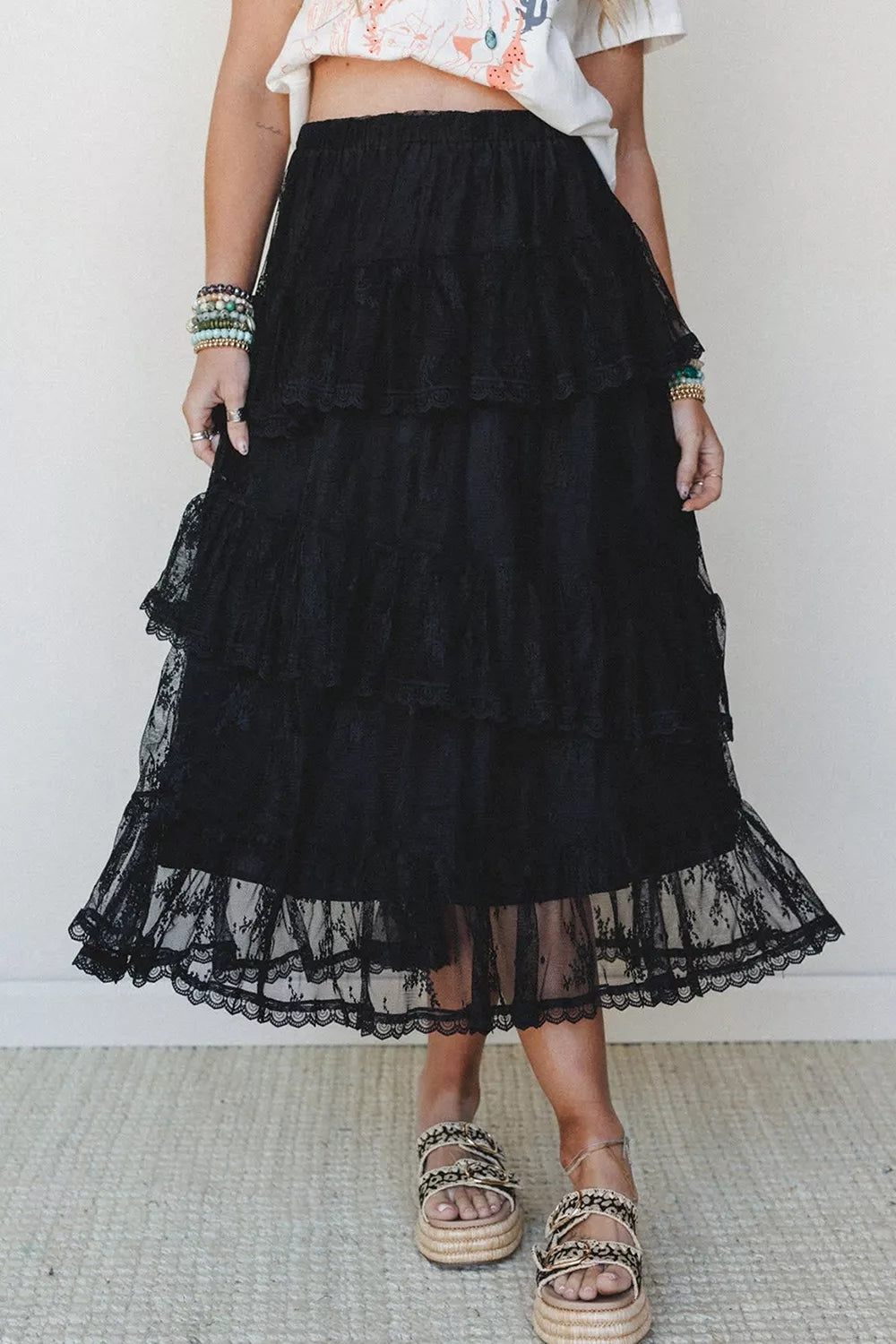 Elegant Ruffle Lace Tiered Skirt Secondary image