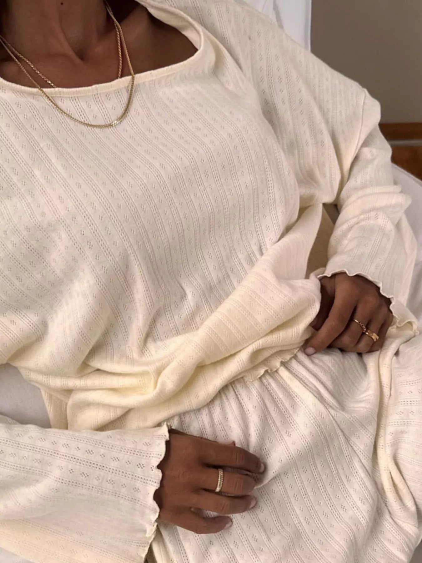 Ribbed Knit Long Sleeve Top and Shorts Lounge Set Secondary image
