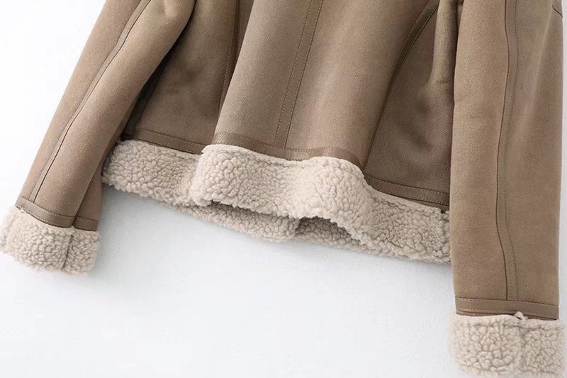 Women's Faux Suede Moto Jacket | Fleece-Lined Fall & Winter Coat - photo 7