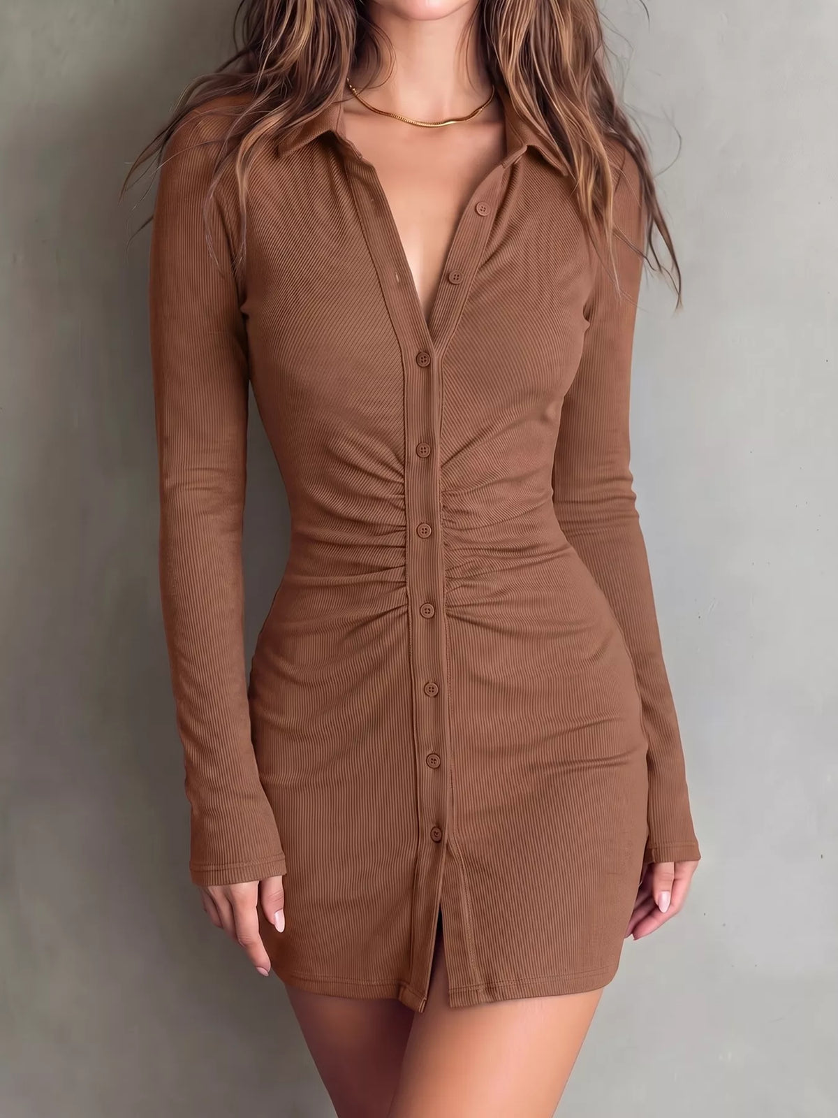 Button-Down Bodycon Mini Dress - photo 12