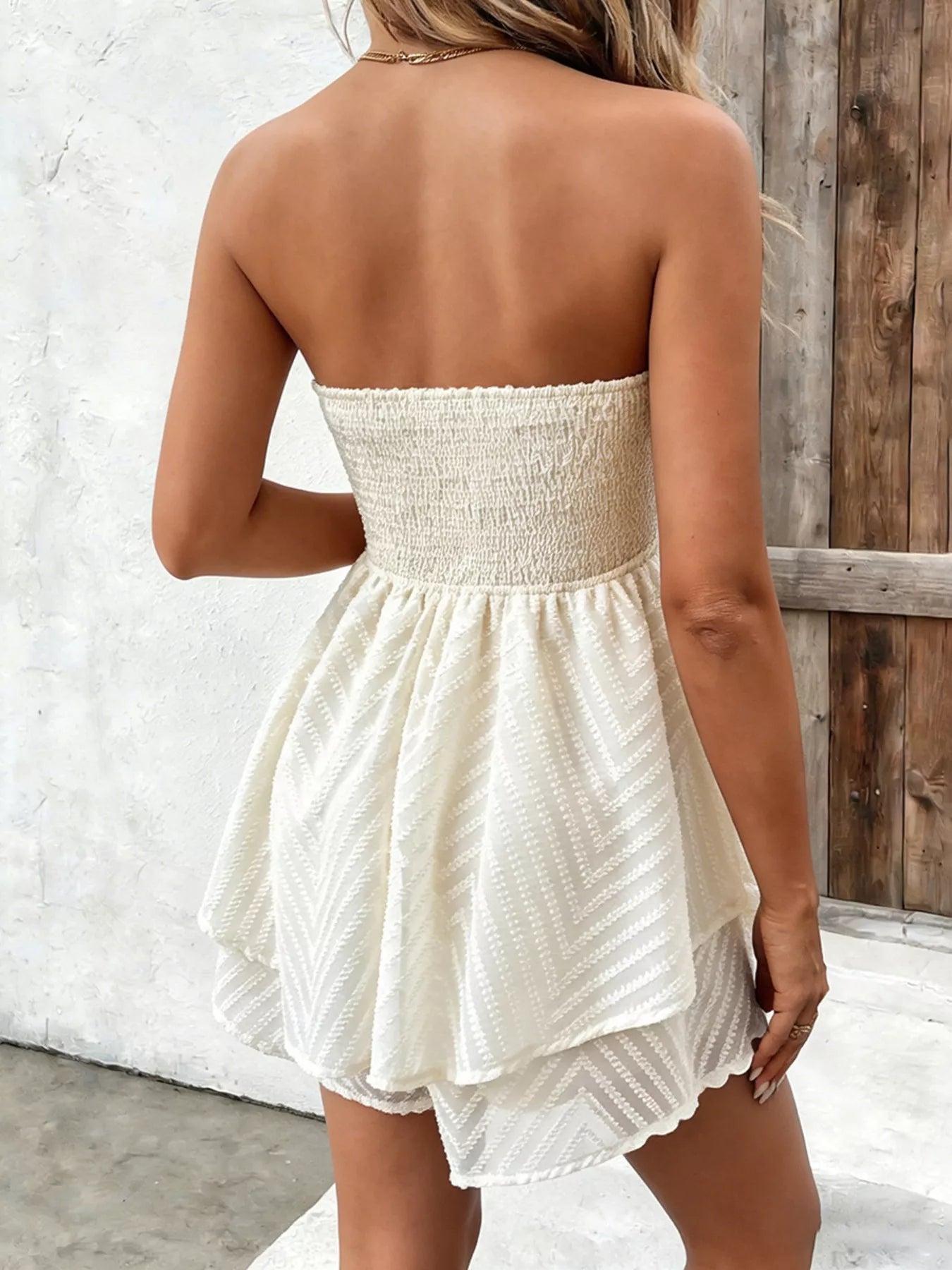 Ruffle Textured Tube Mini Dress Secondary image
