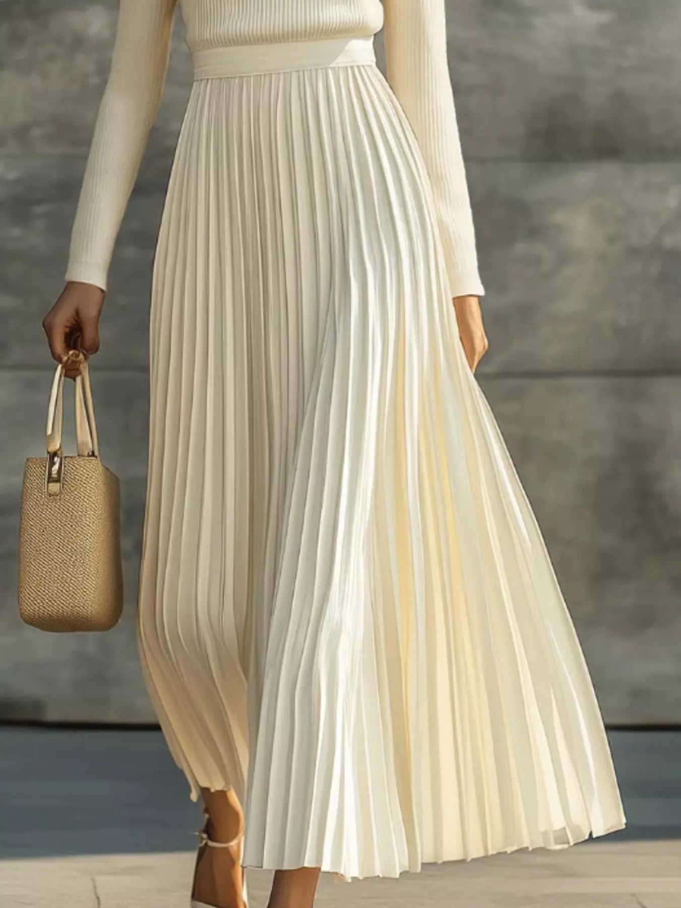 Ribbed Knit Pleated Midi Dress Secondary image