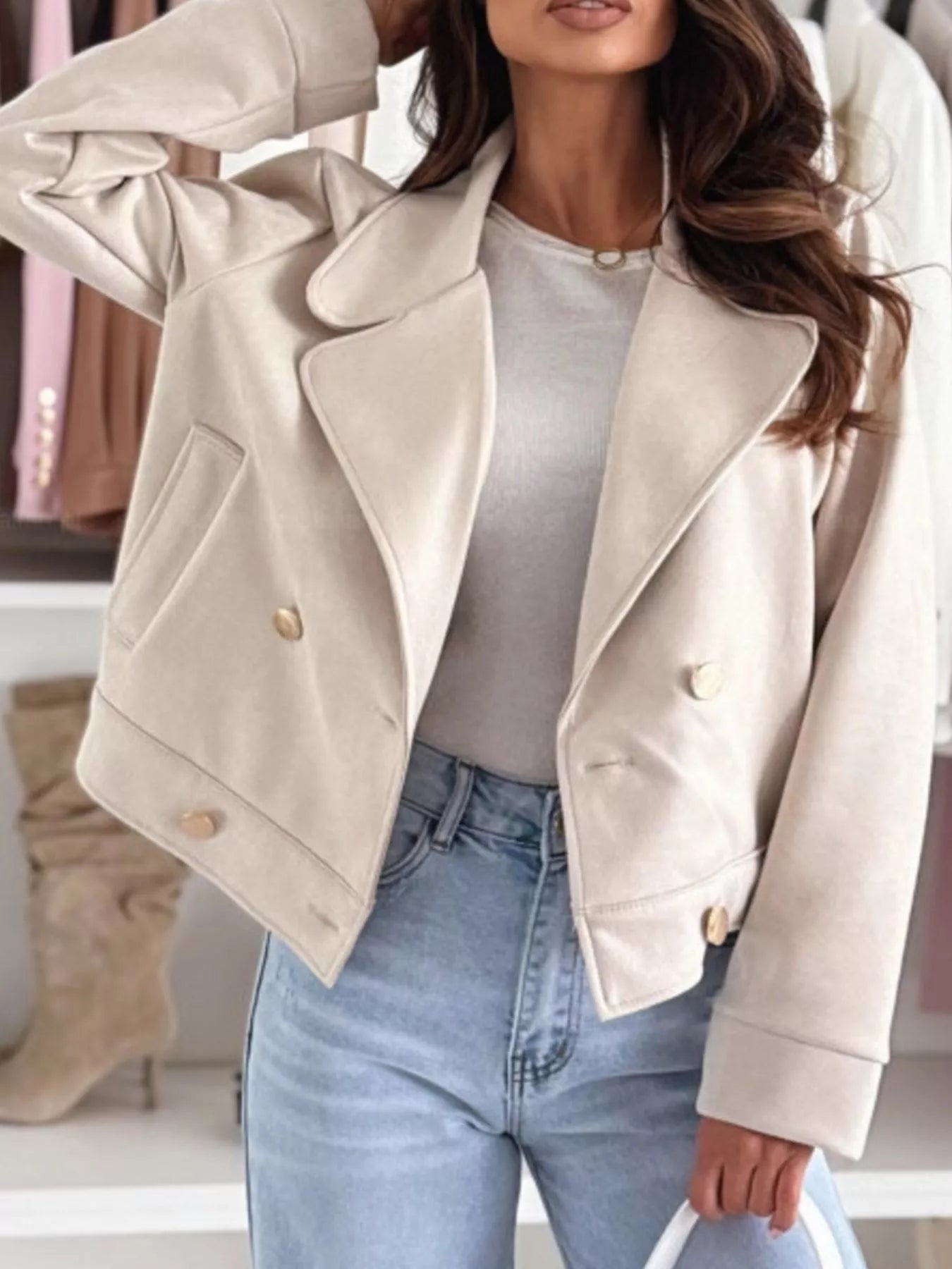 Chic Double-Breasted Cropped Jacket Secondary image
