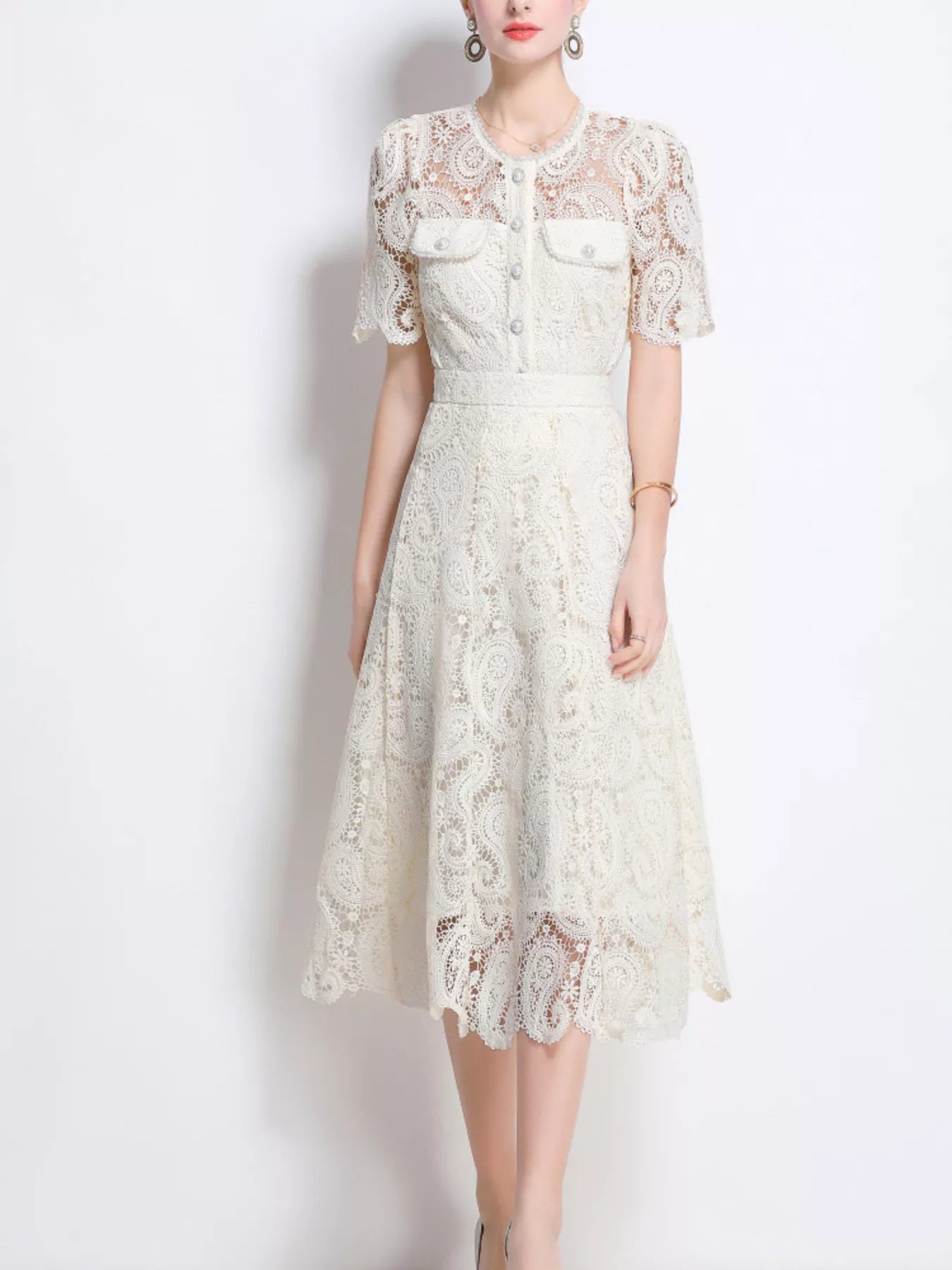 Lace Button Up Top and Skirt Set Secondary image