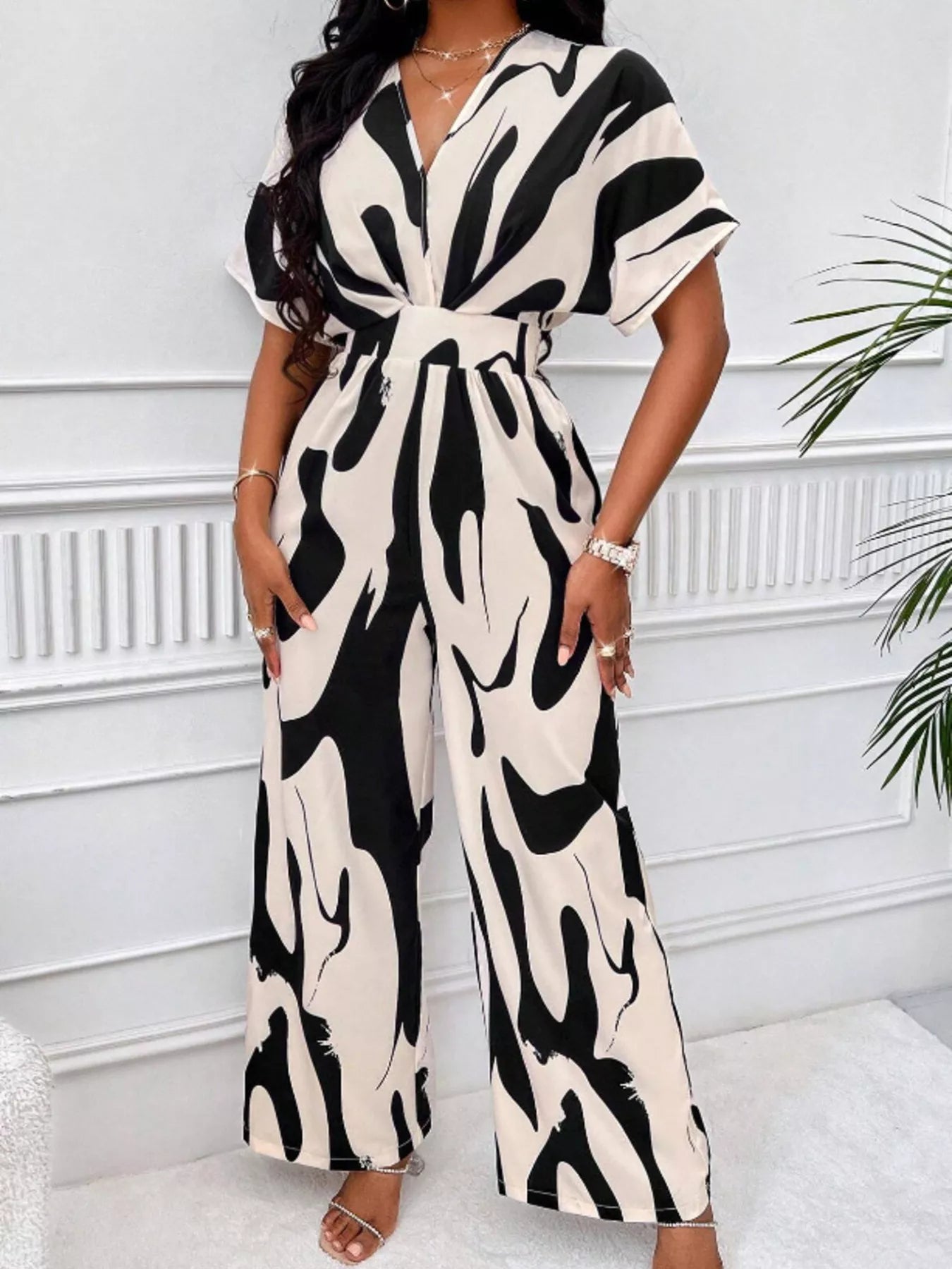Abstract Print Wide-Leg Jumpsuit Secondary image