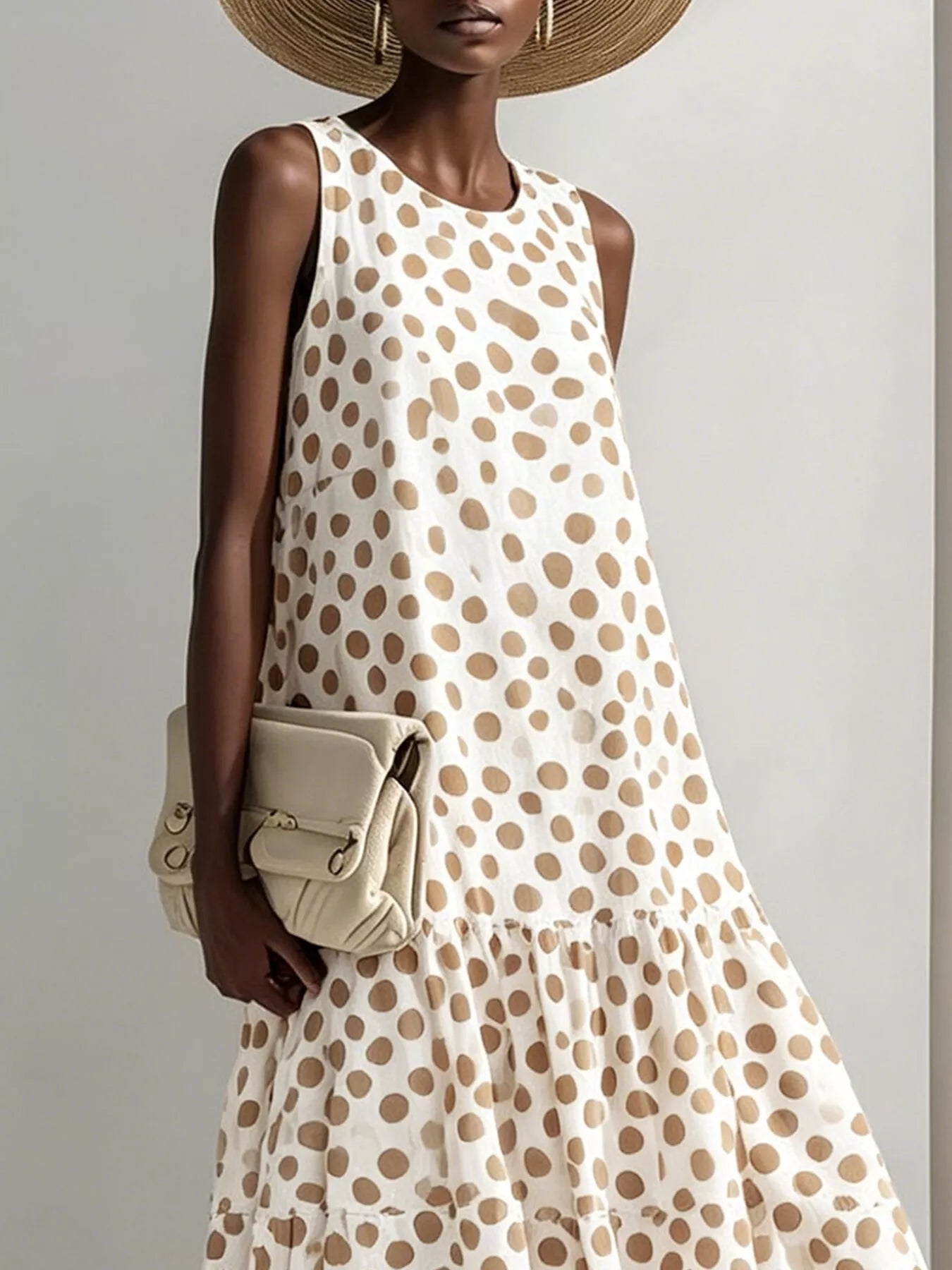 Polka Dot Sleeveless Tiered Maxi Dress Secondary image