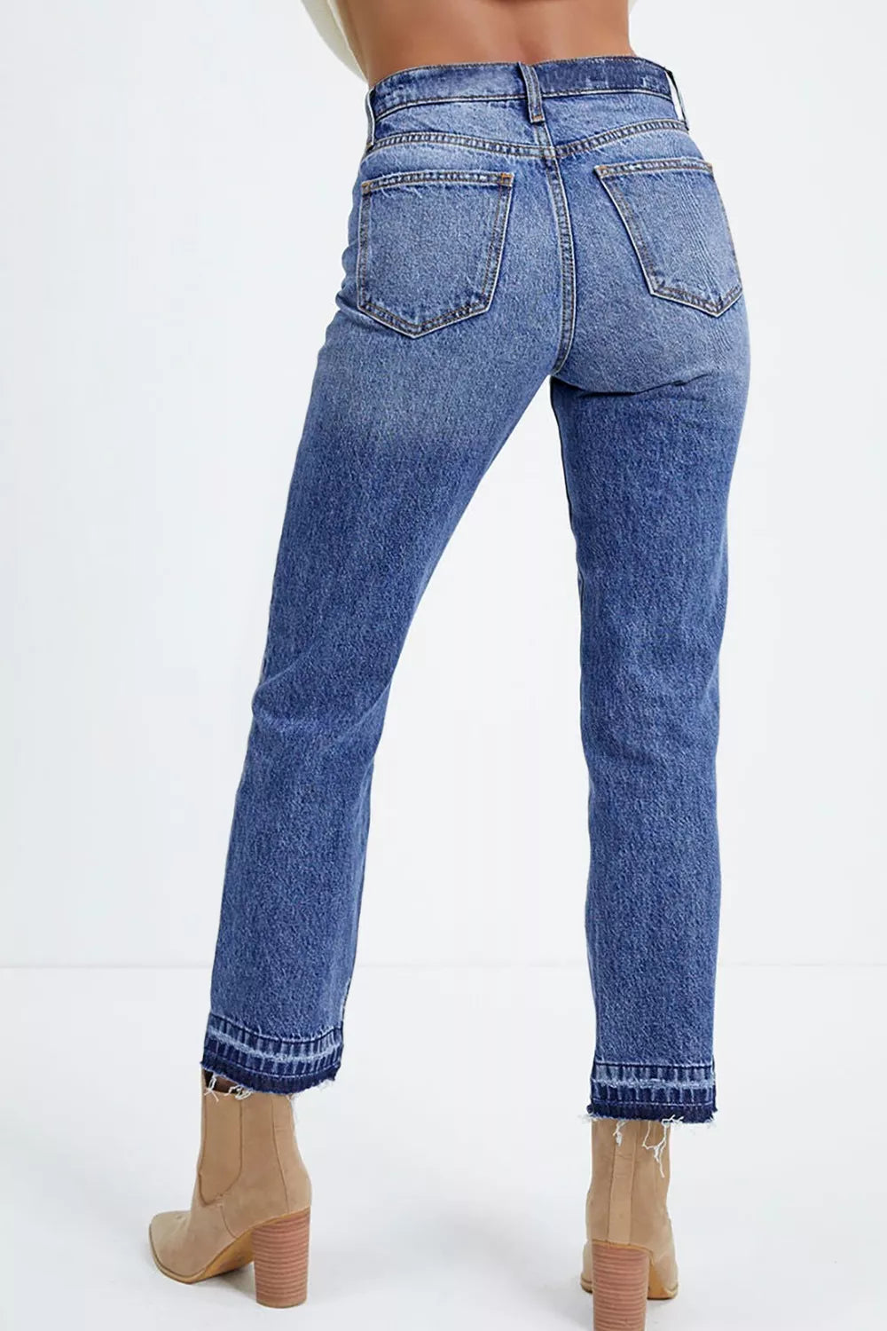 Whiskered Wash Raw Hem Cropped Jeans Secondary image