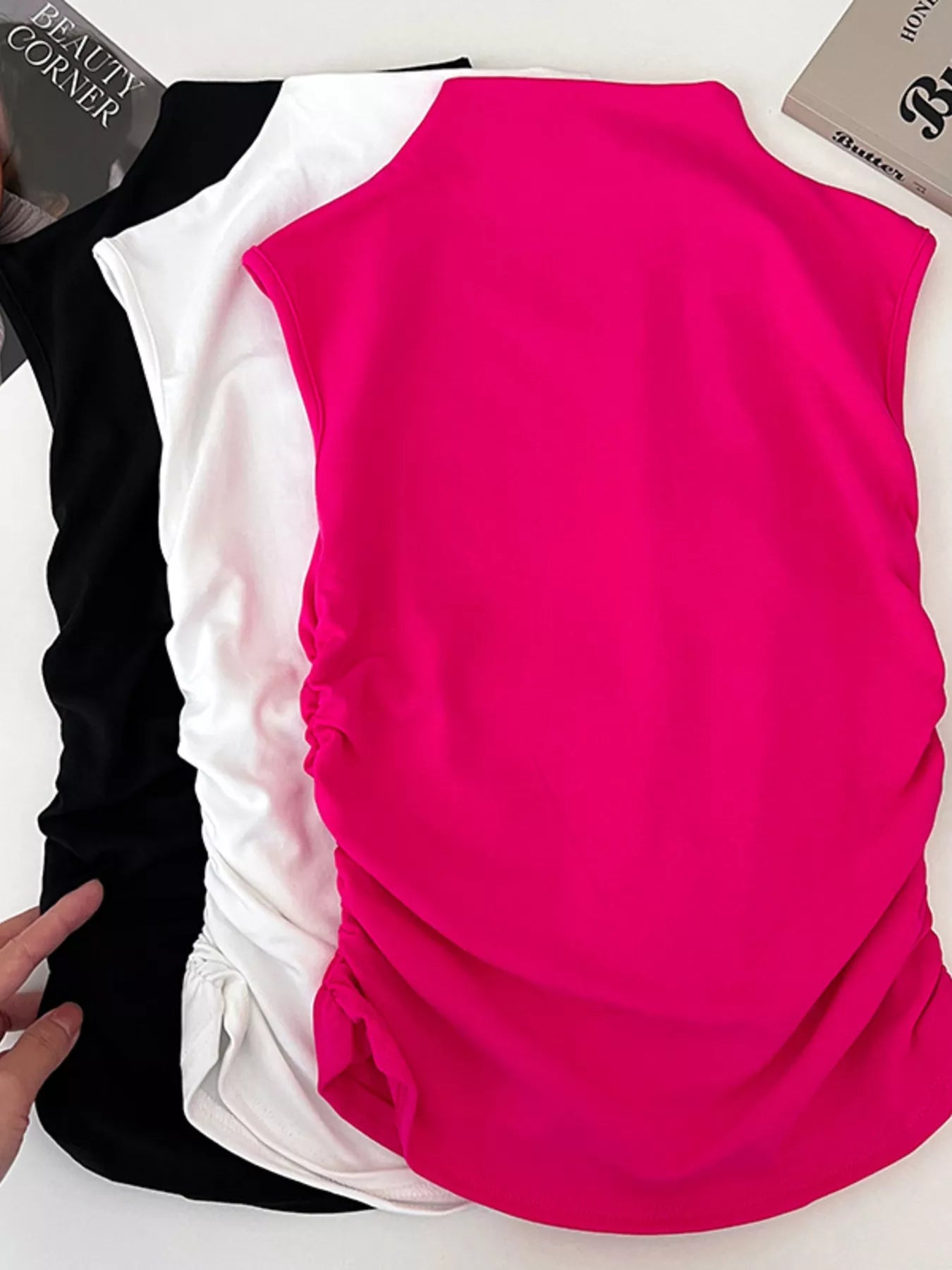Ruched Mock Neck Tank Secondary image