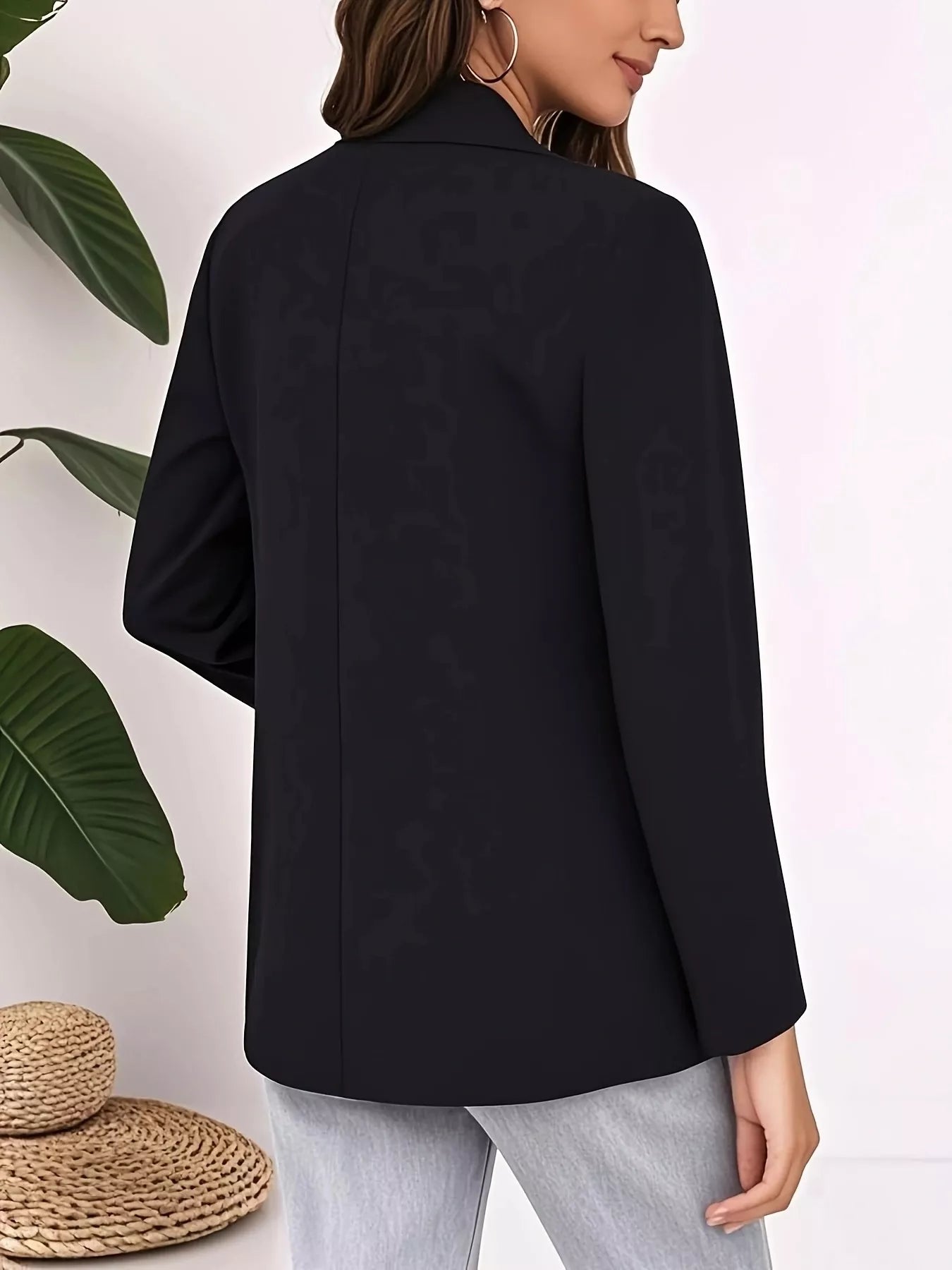 Plus Size Lapel Collar Single-Button Blazer Secondary image