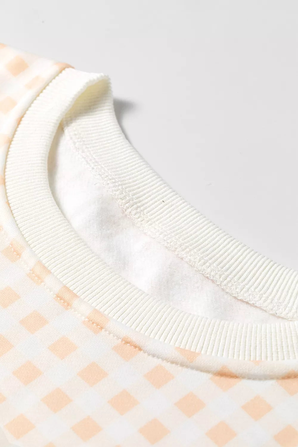 Gingham Long Sleeve Sweatshirt and Shorts Set – Pastel Yellow - photo 9