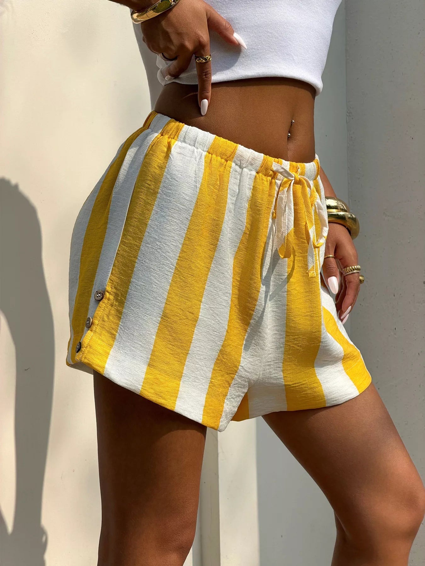Drawstring Striped Shorts Secondary image