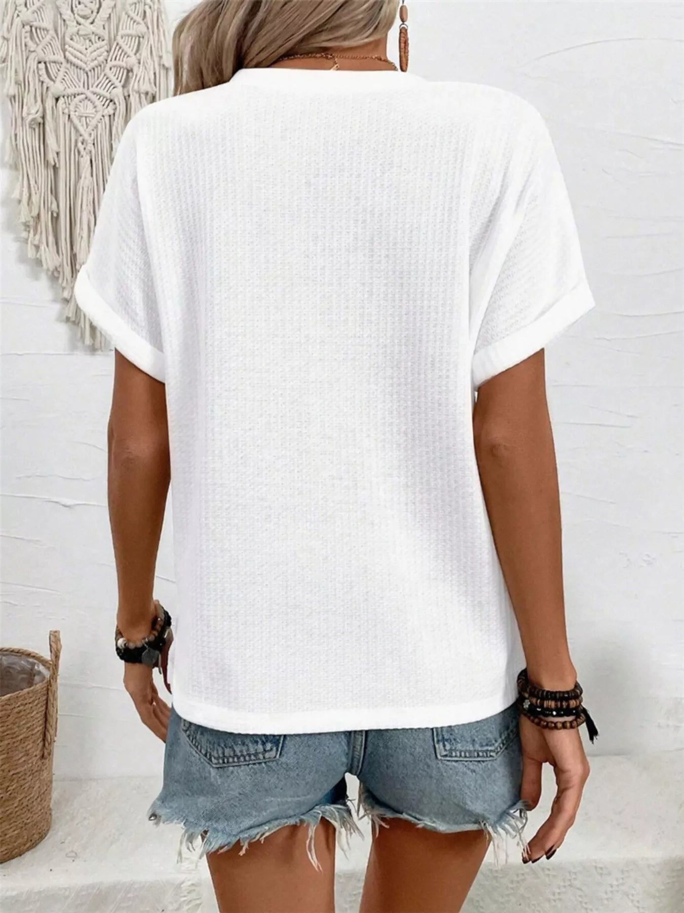 Short Sleeve Waffle Knit T-Shirt Secondary image