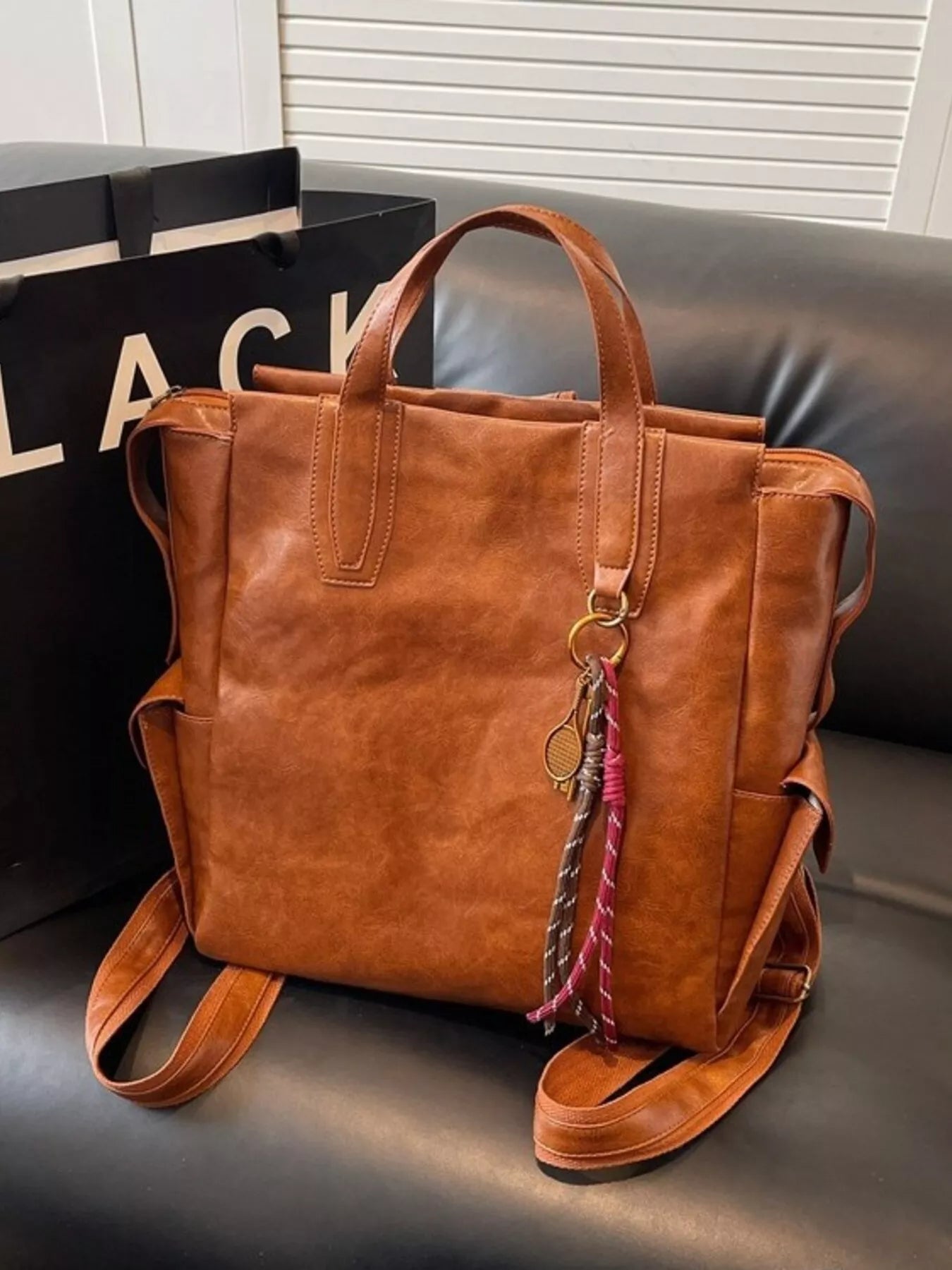 Vintage Leather Convertible Backpack Bag Secondary image