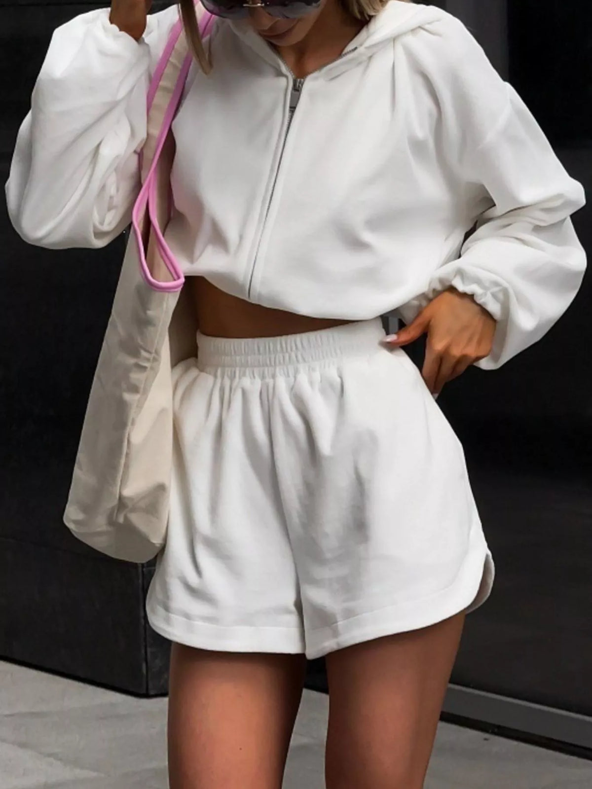 Zip Up Crop Hoodie and Shorts Set - photo 19