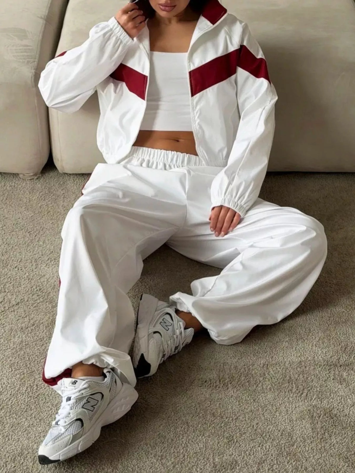 Color Block Zip Up Outerwear and Pants Set - photo 11