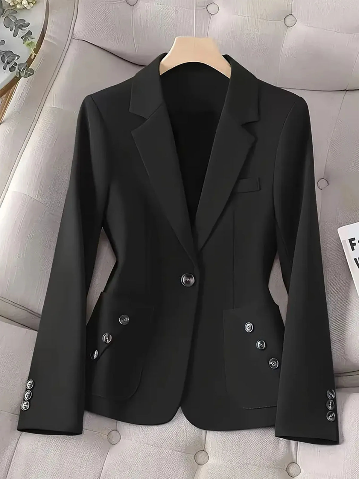 One-Button Blazer with Pockets - photo 5