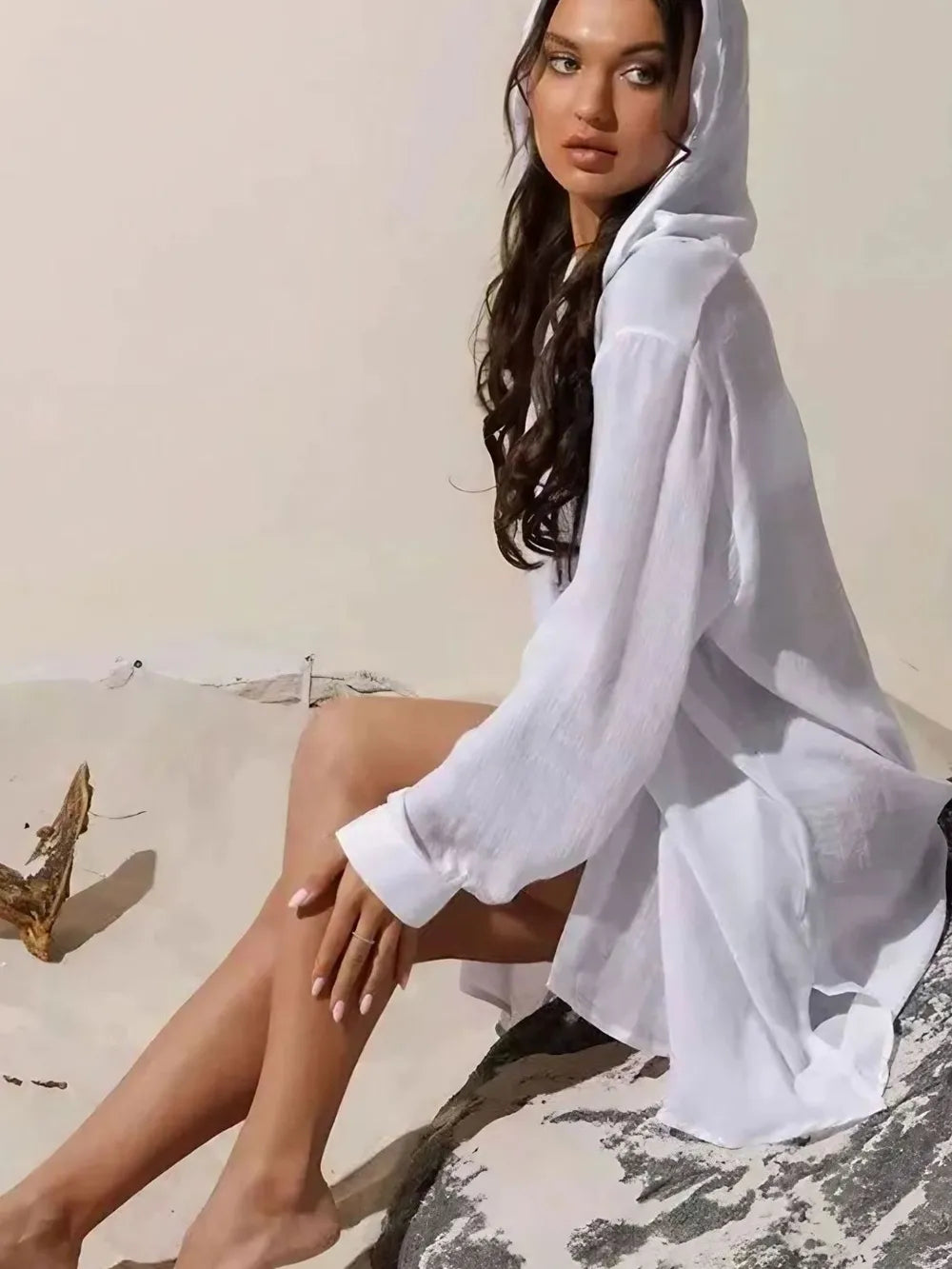 Button Down Hooded Cover-Up Secondary image