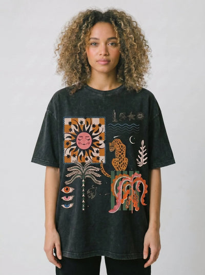 Boho Abstract Washed T-Shirt
