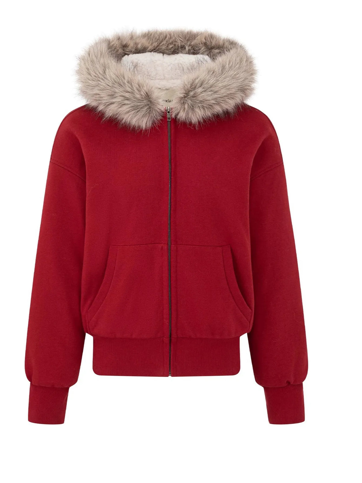 Brick Red Warm Sweatshirt Set | Hooded Top And Trousers