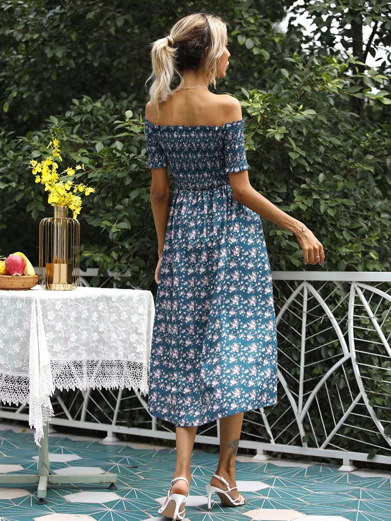 Off Shoulder Floral Slit Dress Secondary image