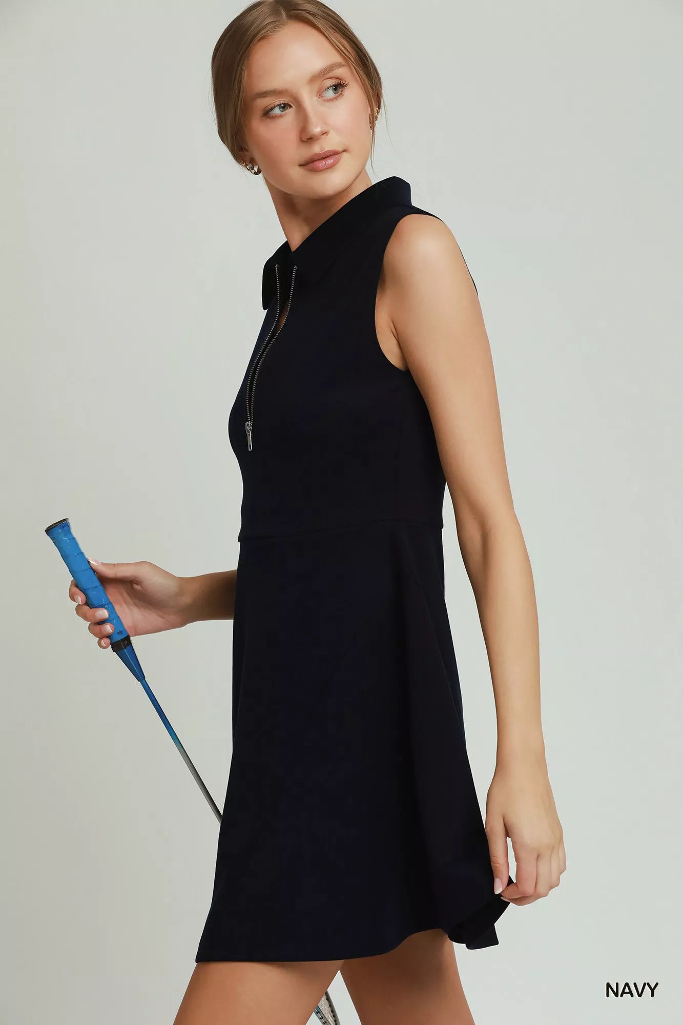 Umgee Collared Quarter Zip Tennis Dress Secondary image