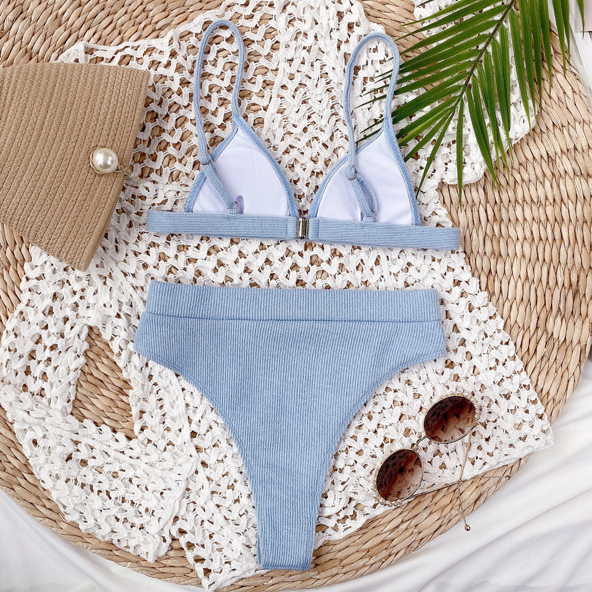 Spaghetti Strap Ribbed Bikini Set Secondary image