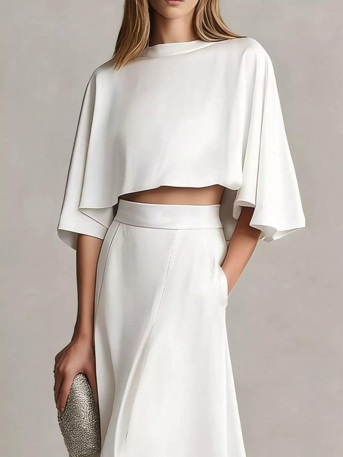 Full Size Satin Crop Top and Maxi Skirt Two-Piece Set Plus Size - photo 8