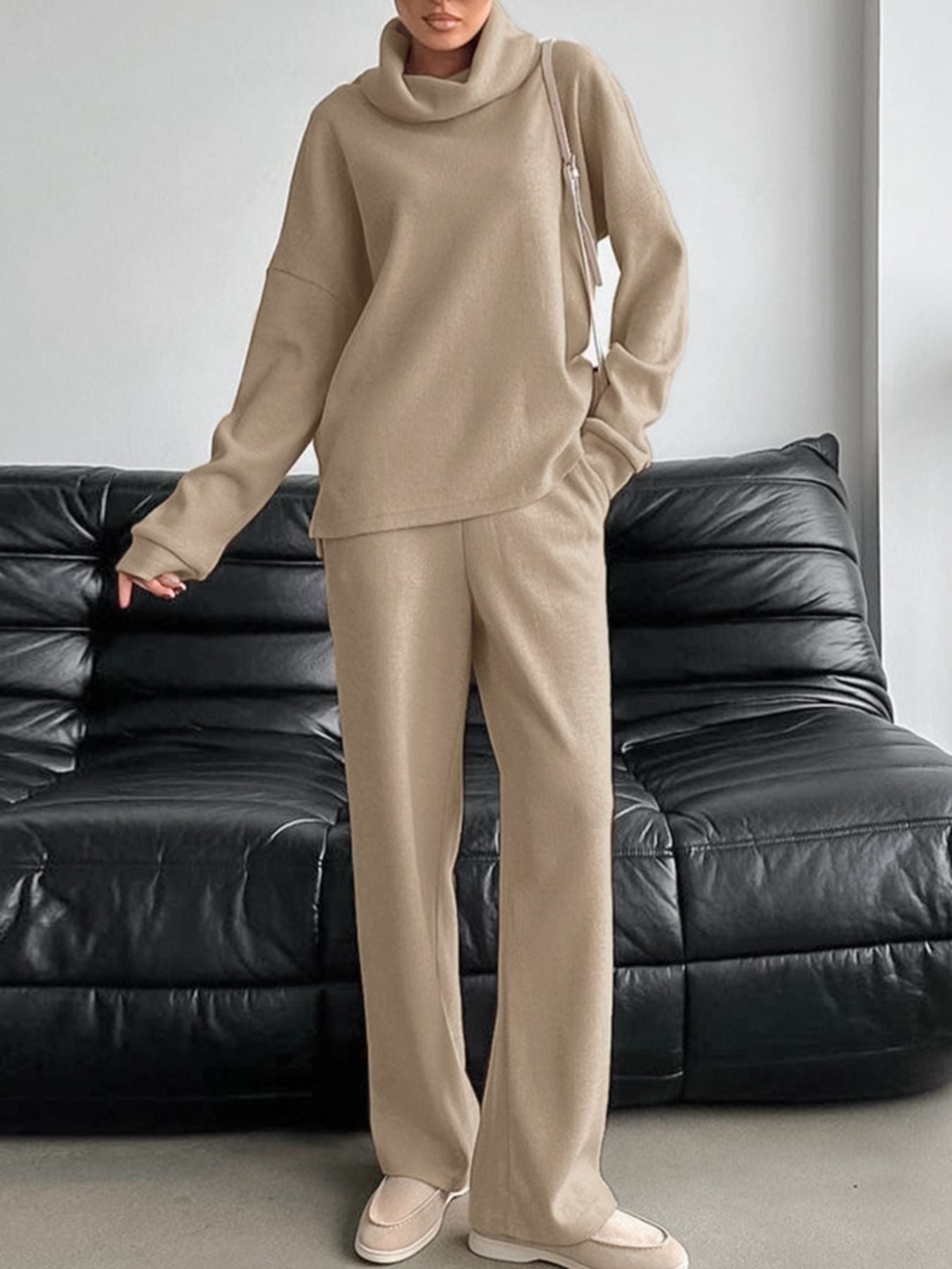 Turtleneck Long Sleeve Top and Pants Set Secondary image