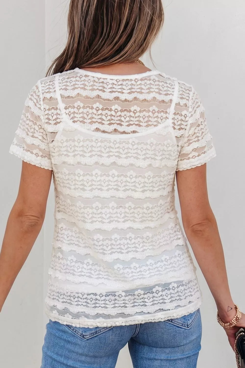 Sheer Lace Short Sleeve Top Secondary image
