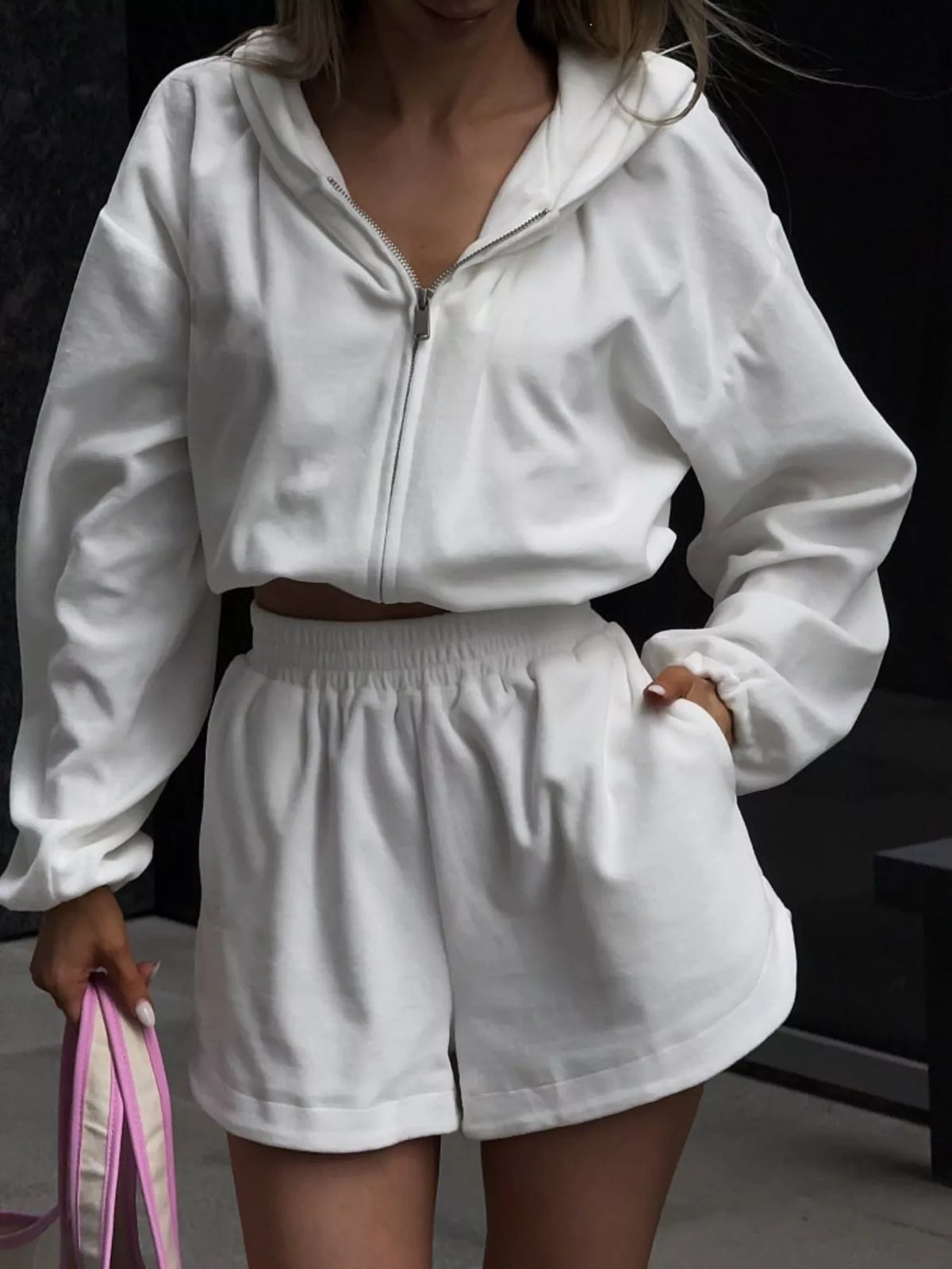 Zip Up Crop Hoodie and Shorts Set - photo 20