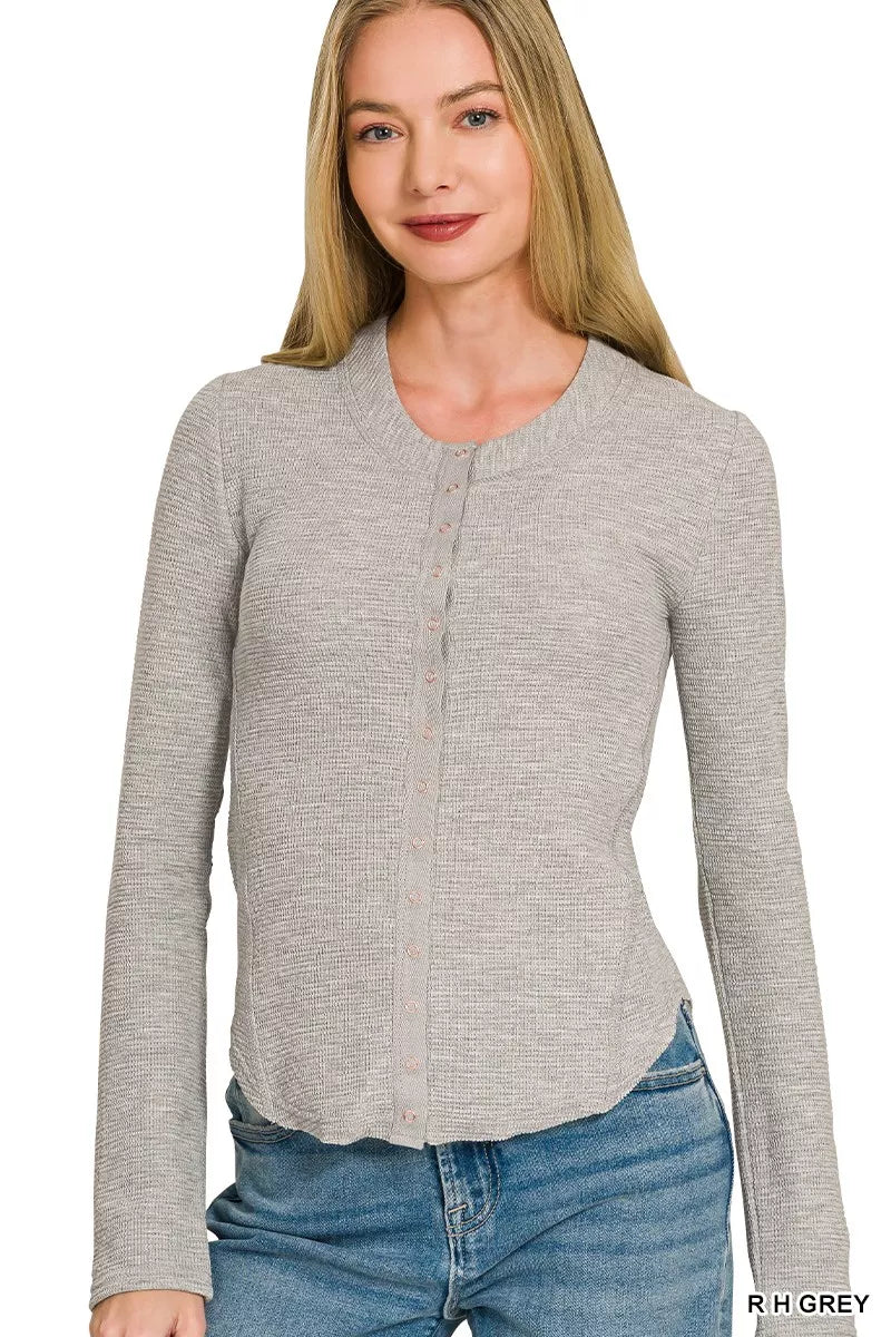 Zenana Double Knit Snap Button Shirts Secondary image