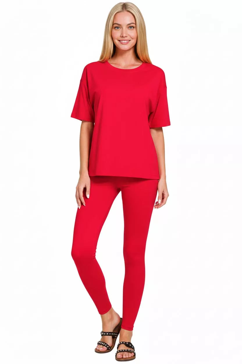 Zenana Full Size Brushed Dty Microfiber Short Sleeve Top and Pants Loungewear Set Plus Size Secondary image