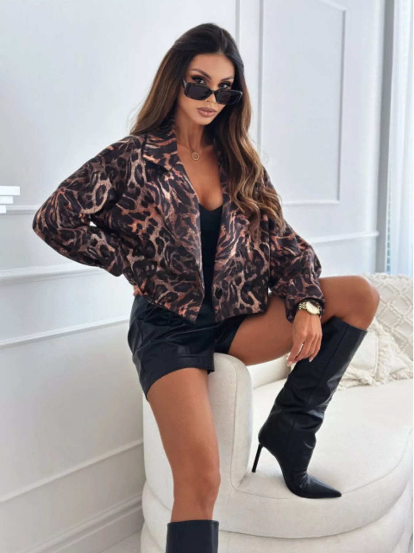 Leopard Print Cropped Blazer Secondary image