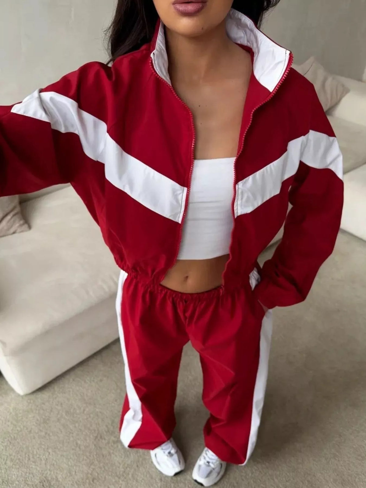 Color Block Zip Up Outerwear and Pants Set - photo 8