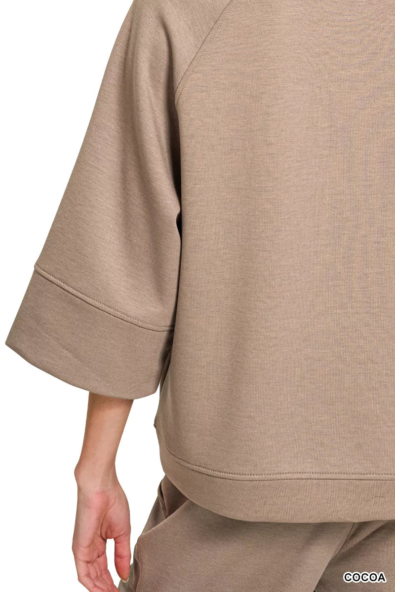 Zenana Scuba 3/4 Sleeve Pullover & Pants Set Secondary image