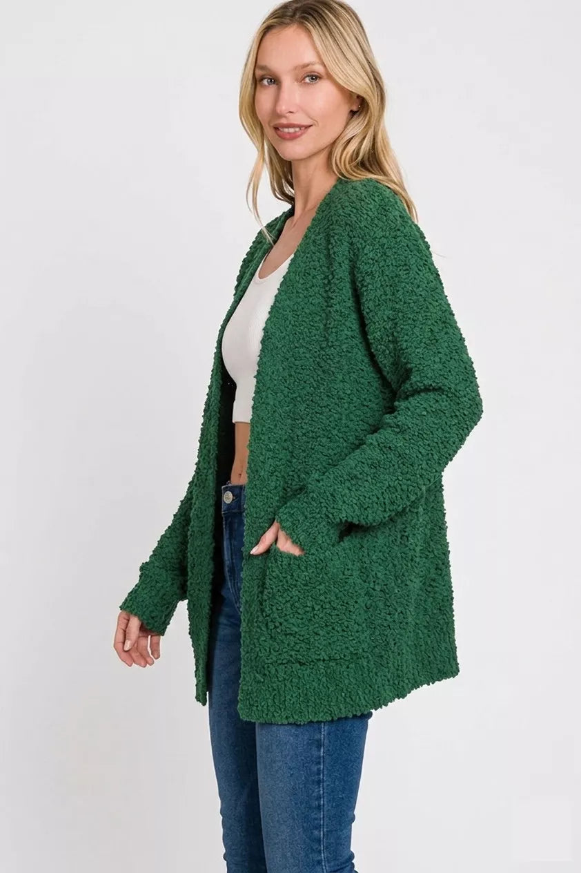 Zenana Long Sleeve Popcorn Sweater Cardigan with Pockets Secondary image
