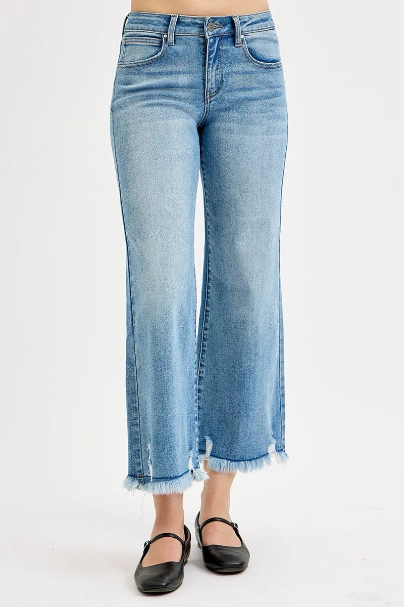 RISEN Full Size Mid Rise Crop Wide Leg Jeans Plus Size Secondary image