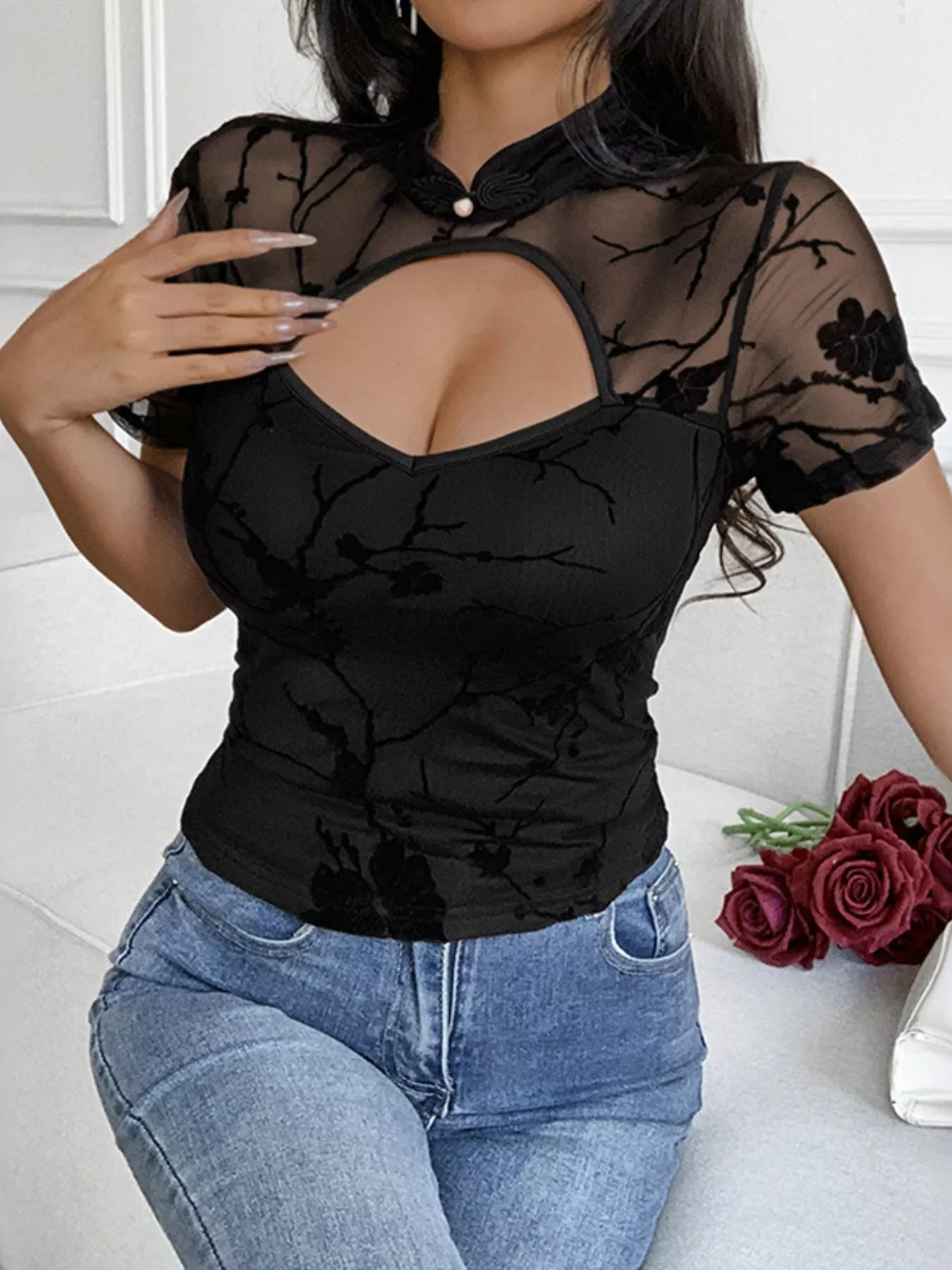 Cutout Front Short Sleeve Top Secondary image
