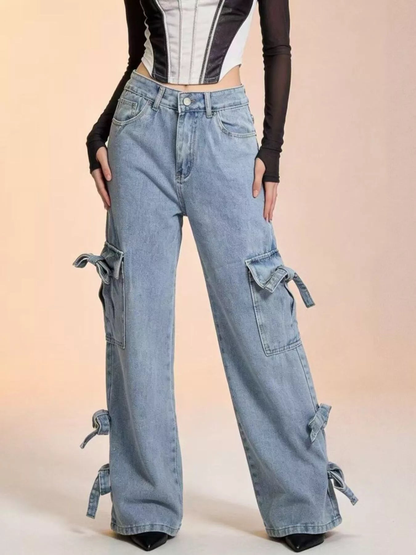 Bow Wide Leg Jeans Secondary image