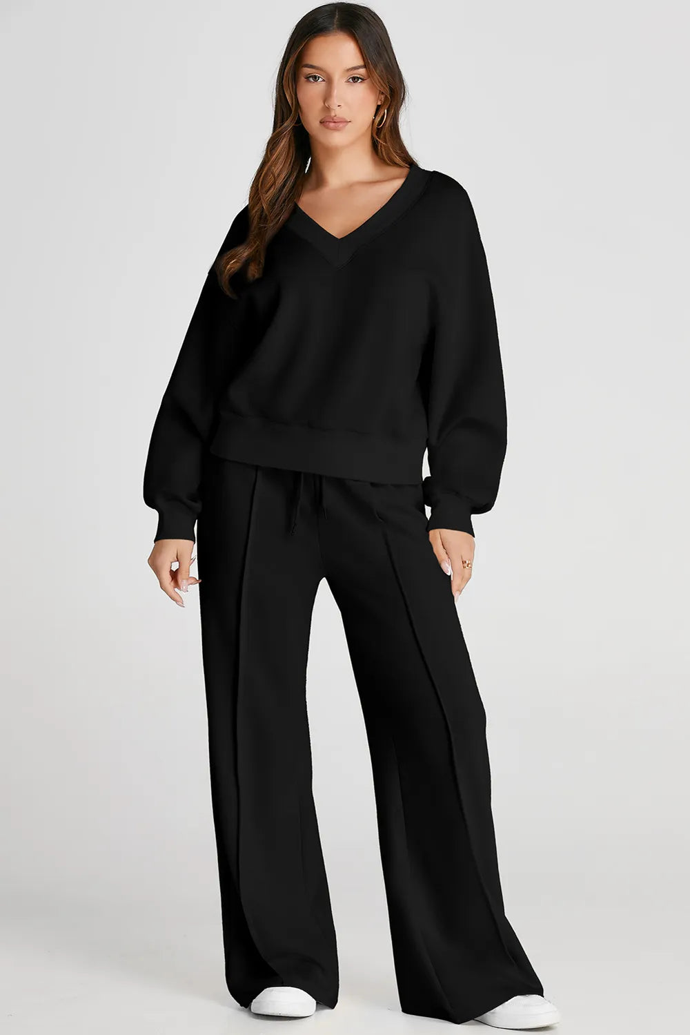 V-Neck Long Sleeve Top and Pants Active Set Secondary image