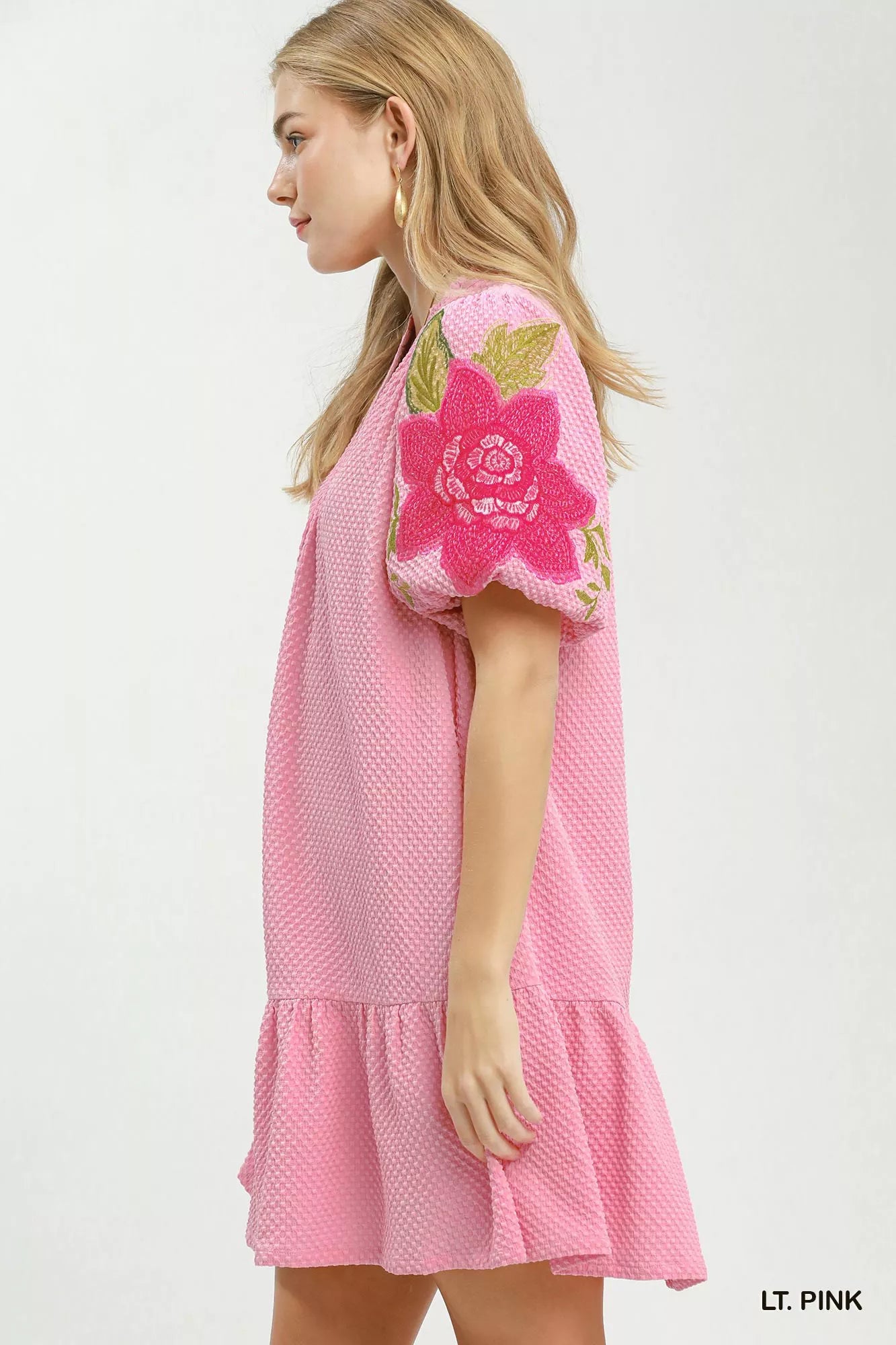 Umgee Floral Embroidered Textured Jacquard Dress Secondary image