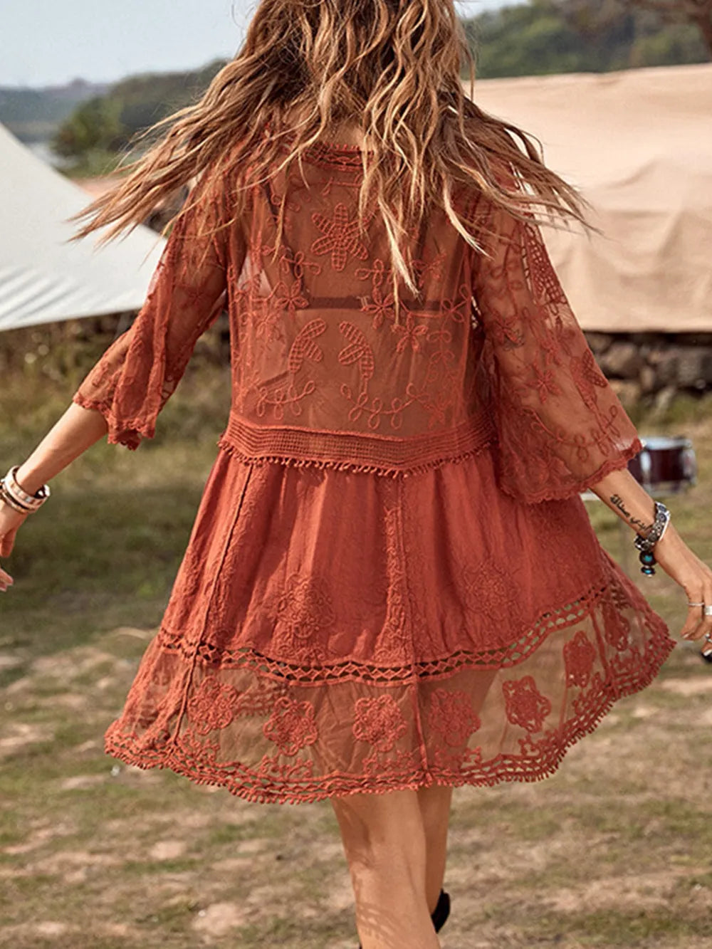 Lace Detail Plunge Cover-Up Dress Secondary image