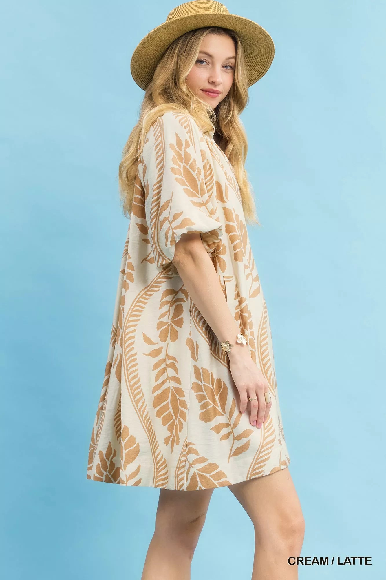 Umgee Leafy Ogee Print Mini Dress Secondary image